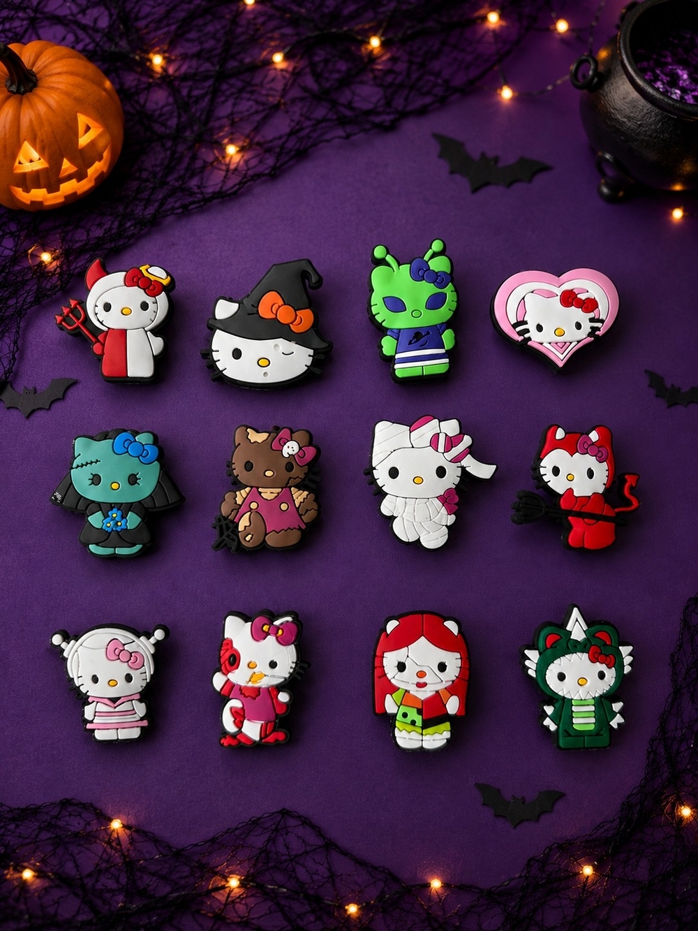 Hello Kitty Halloween Shoe Charms Spooky Witch Devil Mummy Alien 12pc Set